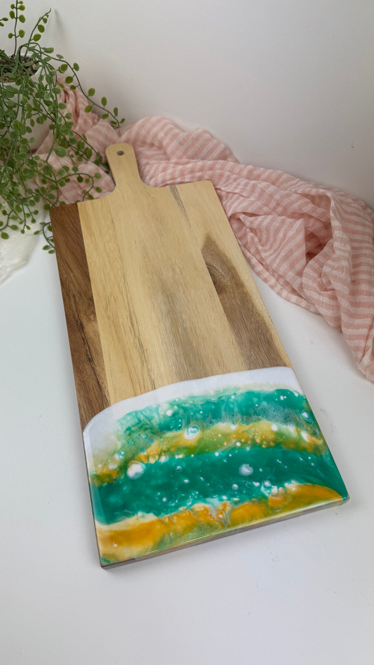 Resin Paddle Board | Emerald Green & Gold | NZ Made