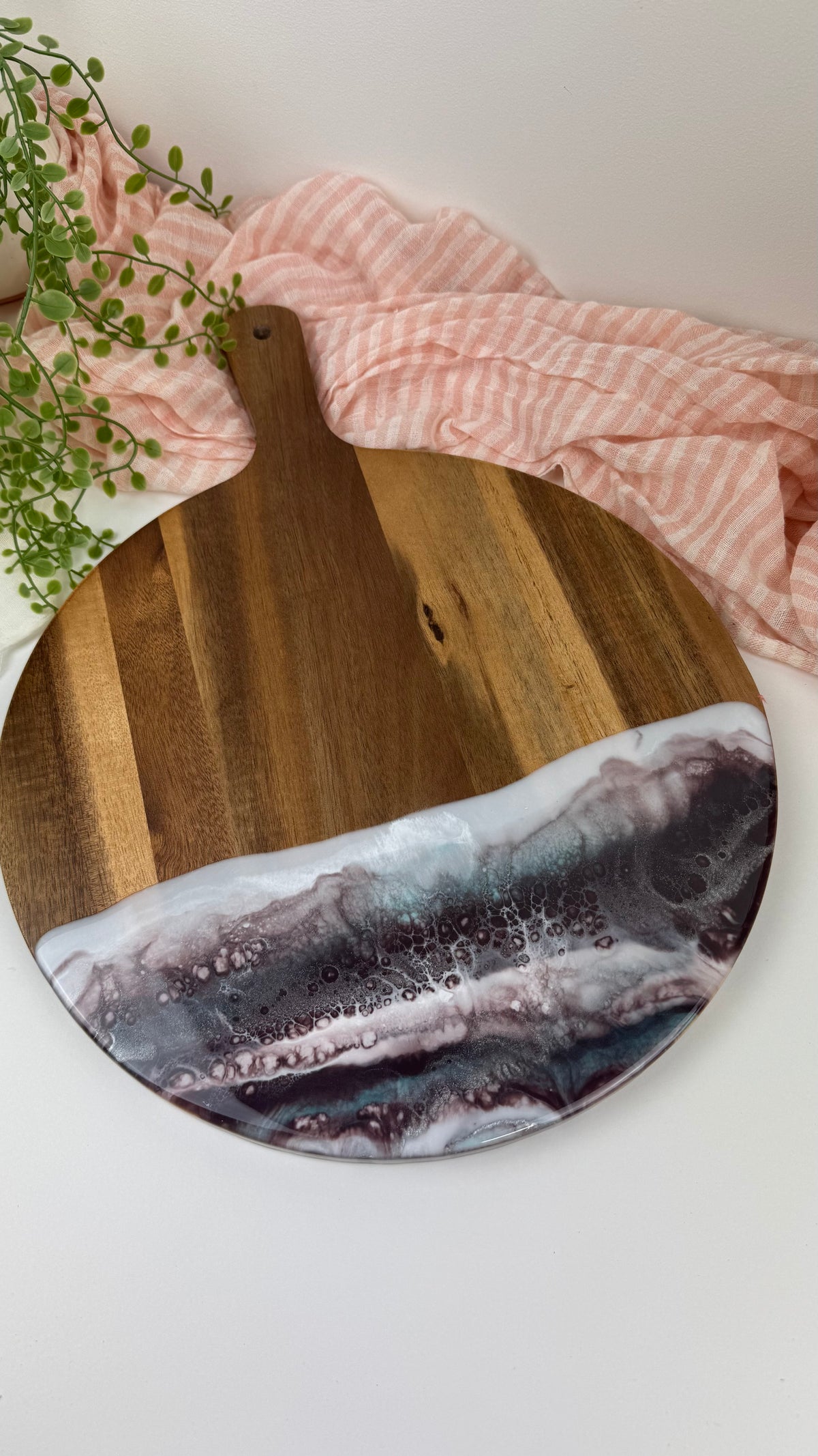 Resin Round Board | Aubergine & Pale Blue | NZ Made