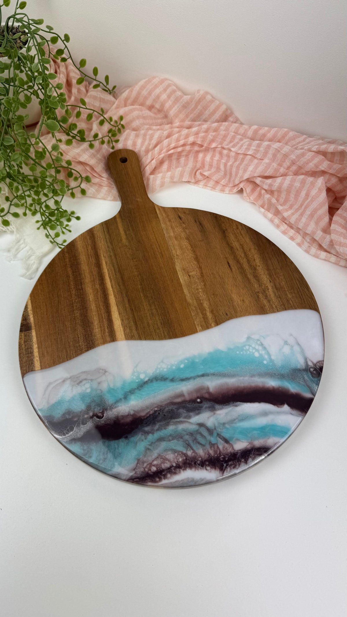 Resin Round Board | Aubergine & Pale Blue | NZ Made