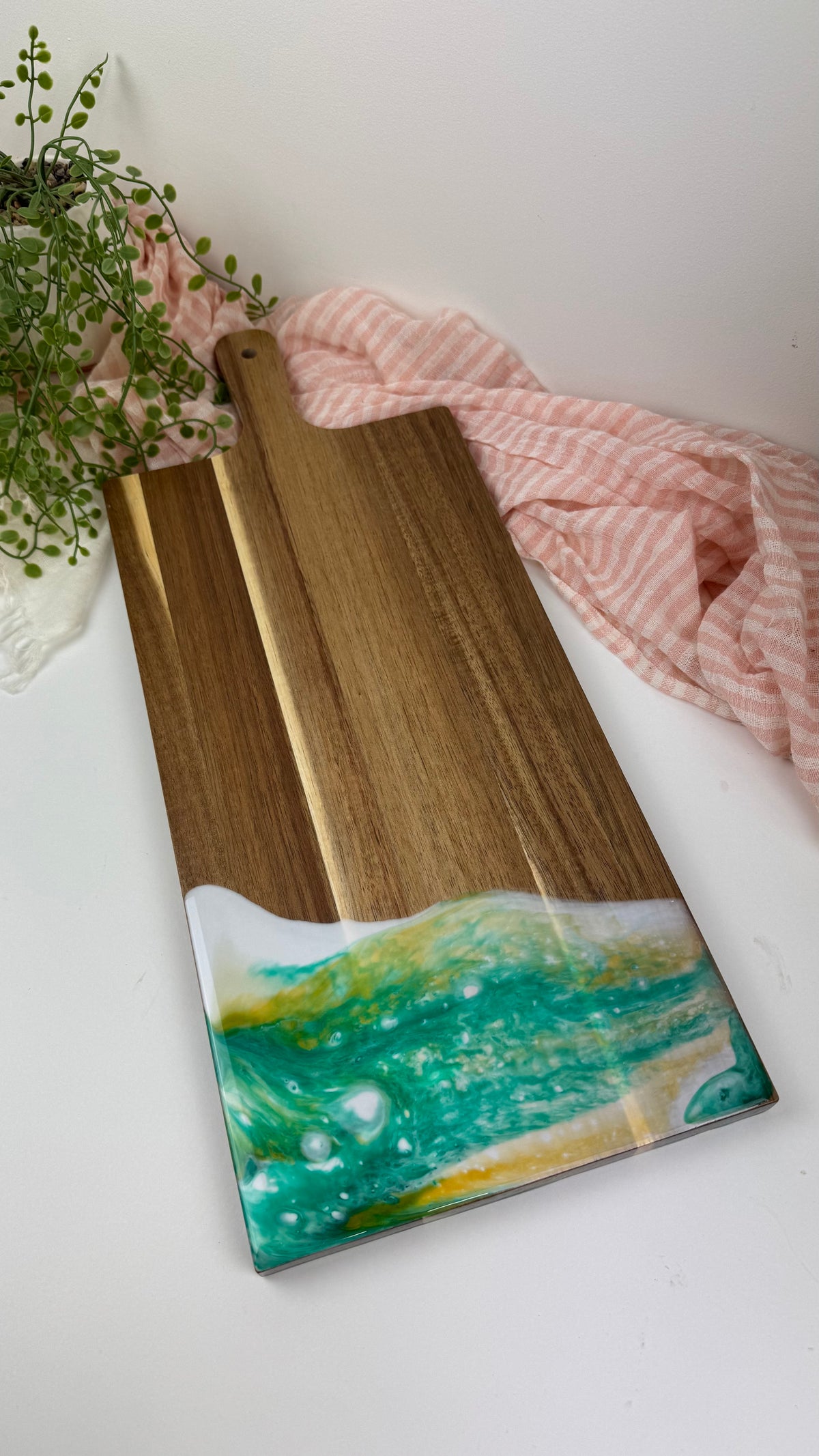 Resin Paddle Board | Emerald Green & Gold | NZ Made