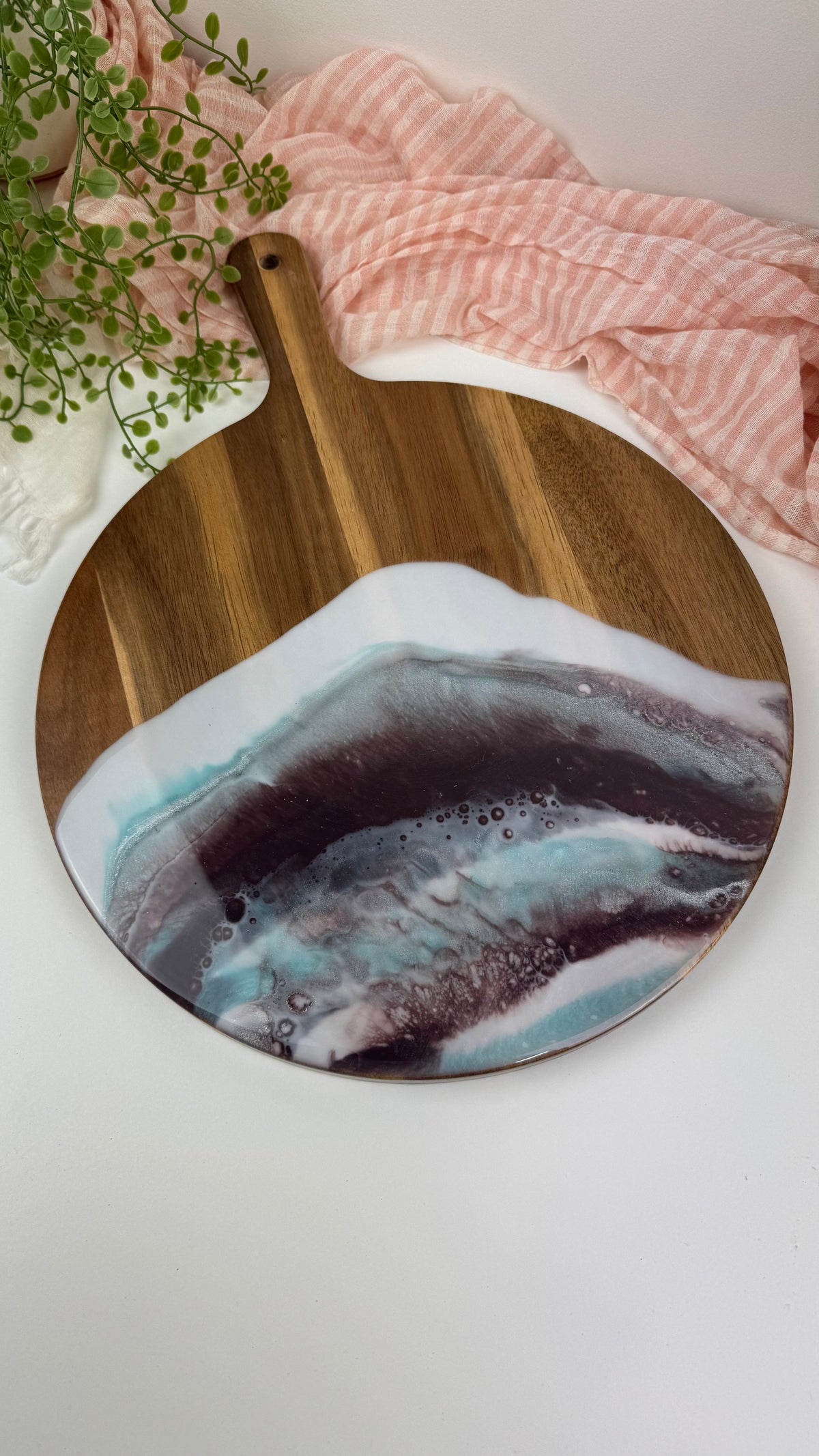 Resin Round Board | Aubergine & Pale Blue | NZ Made