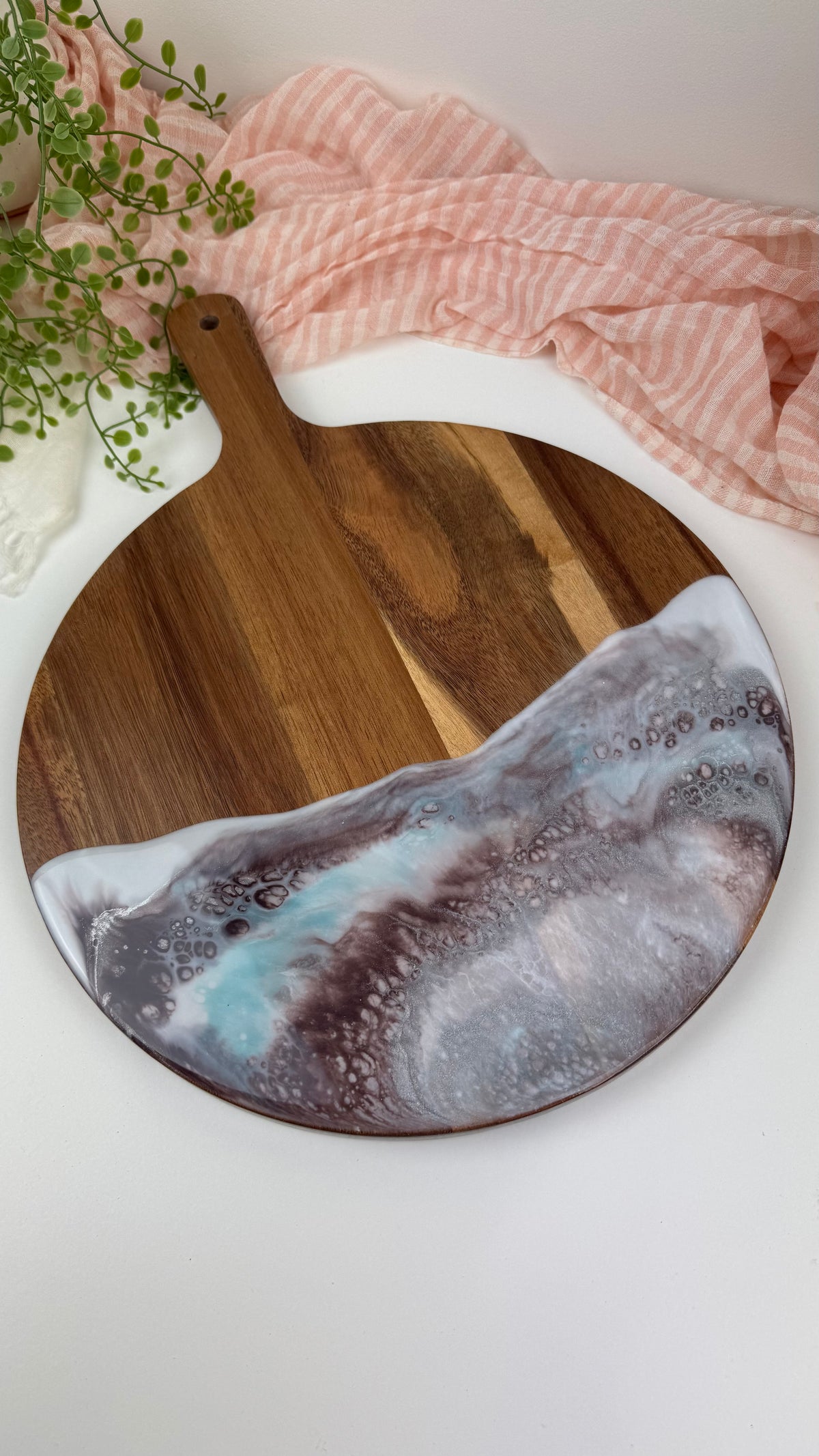 Resin Round Board | Aubergine & Pale Blue | NZ Made