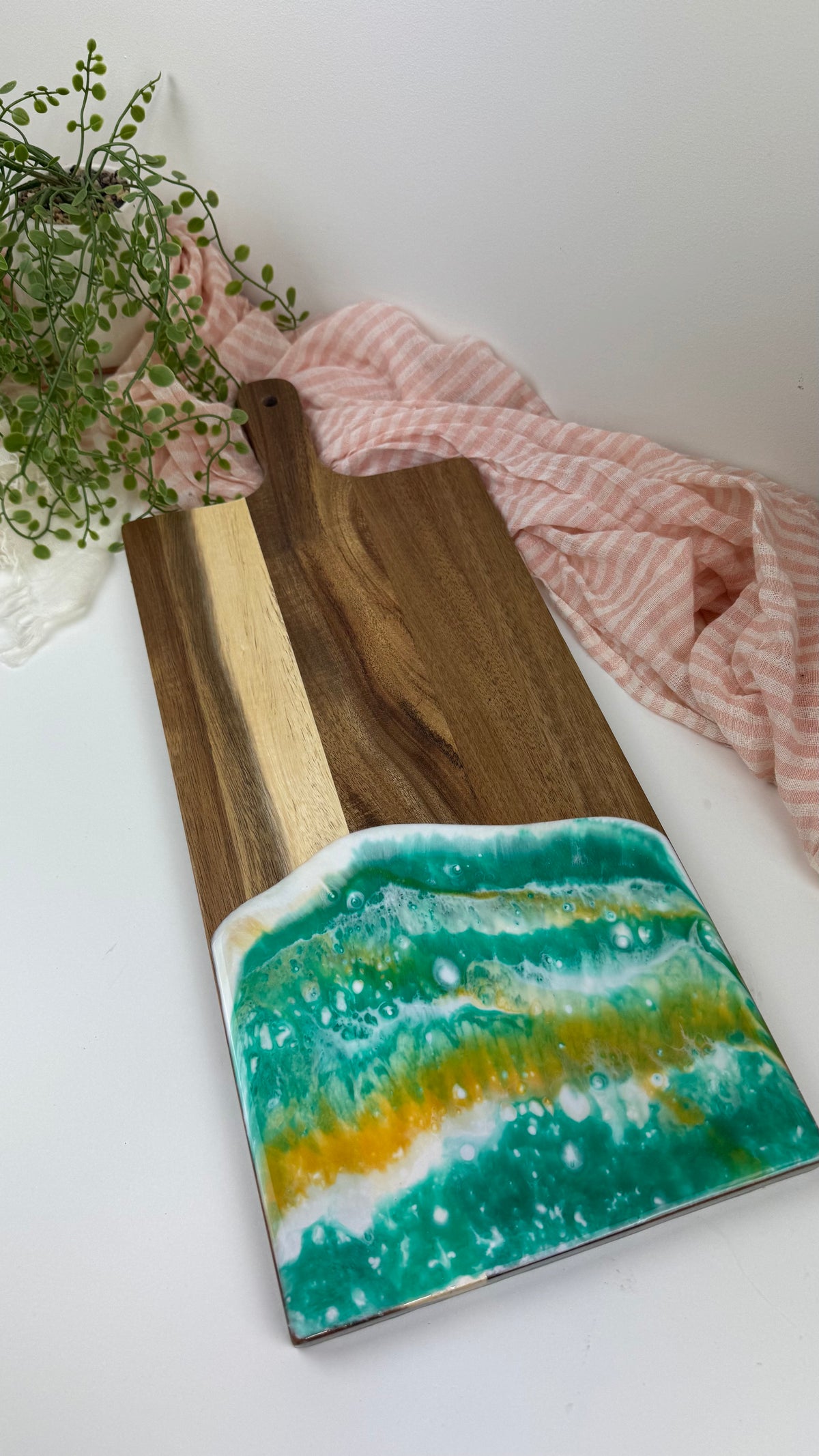 Resin Paddle Board | Emerald Green & Gold | NZ Made