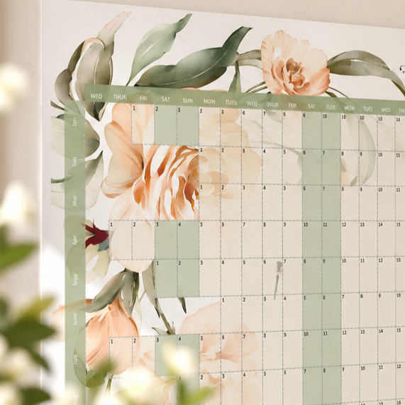 2027 Illustrated Floral Wall Planner