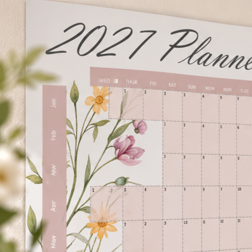 2027 Illustrated Floral Wall Planner