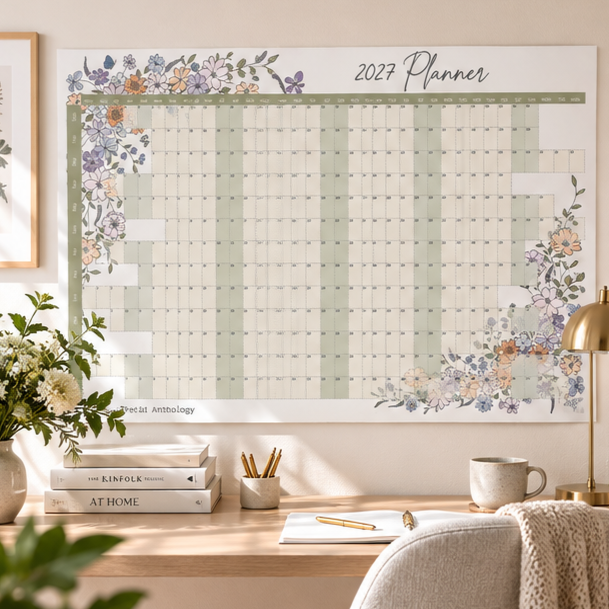 2027 Illustrated Floral Wall Planner