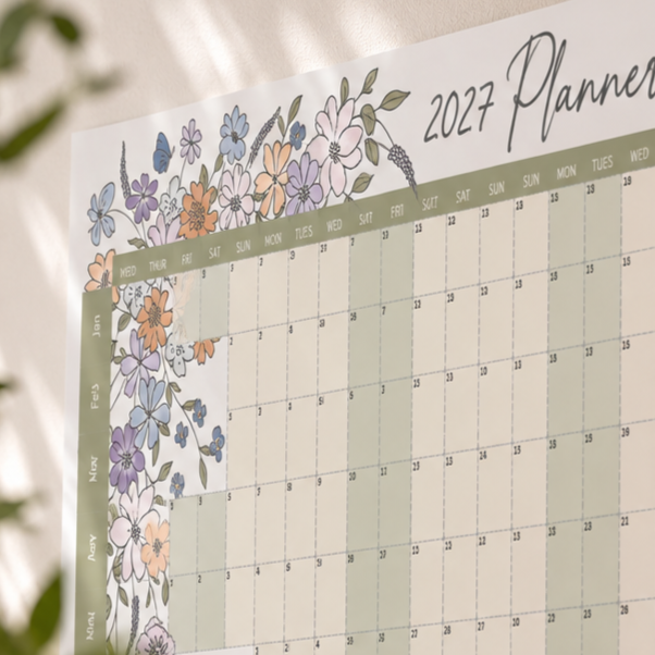 2027 Illustrated Floral Wall Planner