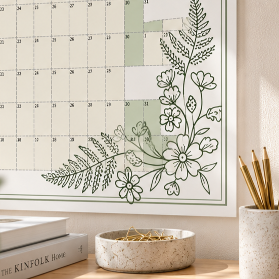 2027 Illustrated Floral Wall Planner – Digital Download