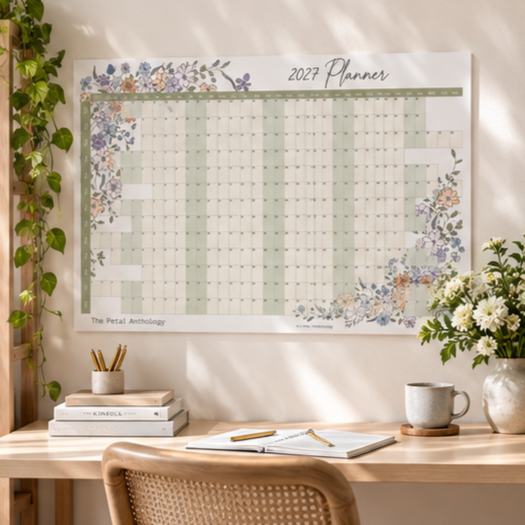 2027 Illustrated Floral Wall Planner – Digital Download