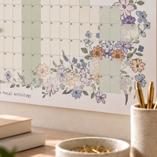 2027 Illustrated Floral Wall Planner – Digital Download