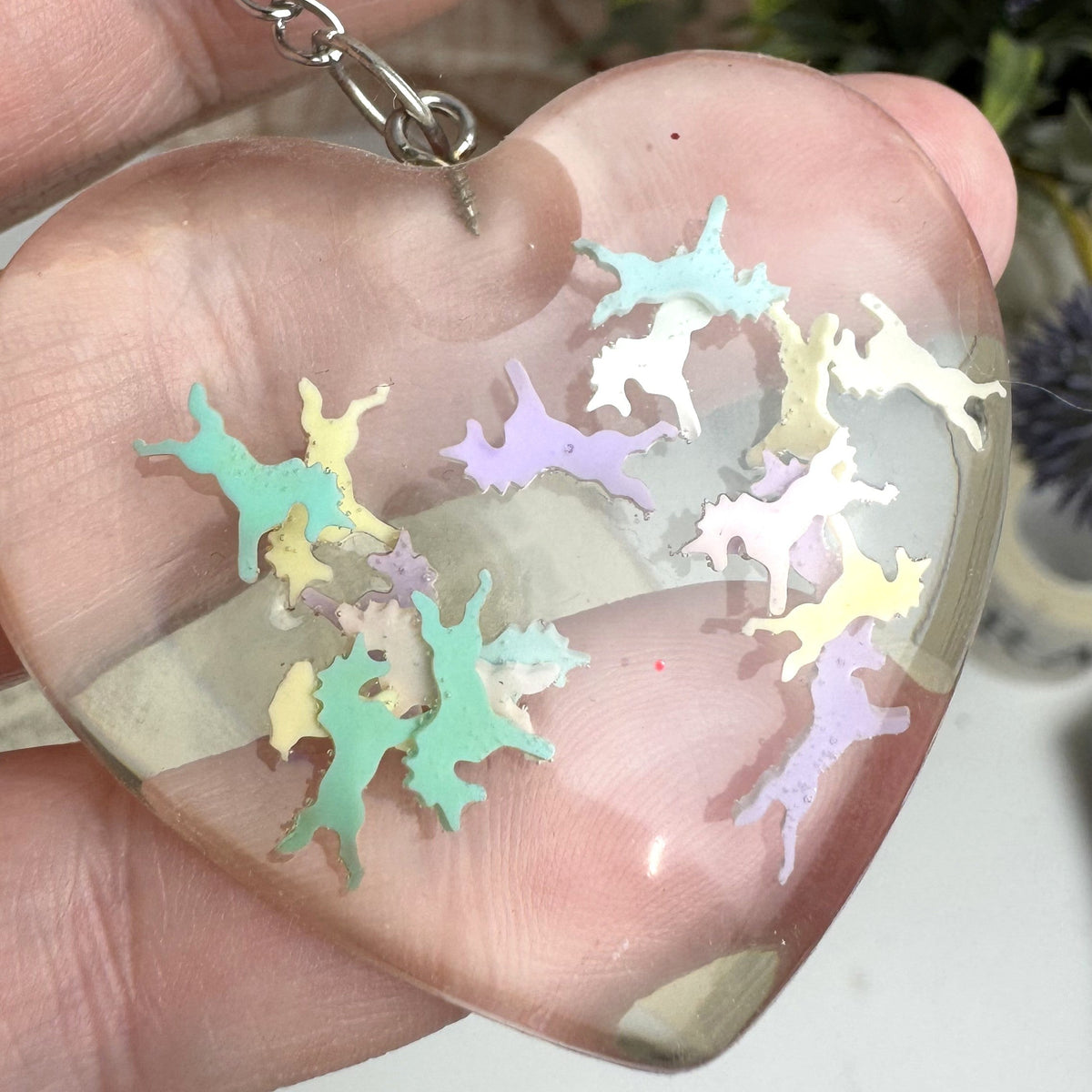 Heart Shaped Resin Keyring